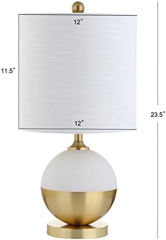 JONATHAN Y Carr Modern Table Lamp Ceramic Metal 23.5", White/Brass Gold