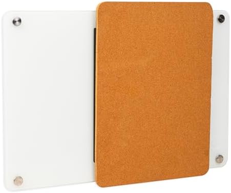 Mind Reader Glass Dry Erase Board with Sliding Corkboard, Wall Mounted Combination Whiteboard and Bulletin Board, 28" x 19.5"