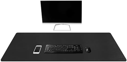 Mydours 43.3" x 15.7" XL Large Desk Mat PU Leather Gaming Mouse Pad, Black
