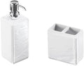 Nicole Miller - Accessory Set, 2-Piece Resin Lotion Pump & Toothbrush Holder, Modern Bathroom Decor, Dorm Room Essentials (Zen Collection, White)