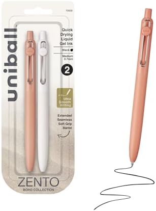uniball™ Zento Gel Pens, Black Ink, 0.7mm Medium Point, 2 Count