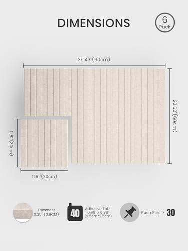 Bumusty 36"x 24" Large Felt Bulletin Board Tiles,Oatmeal