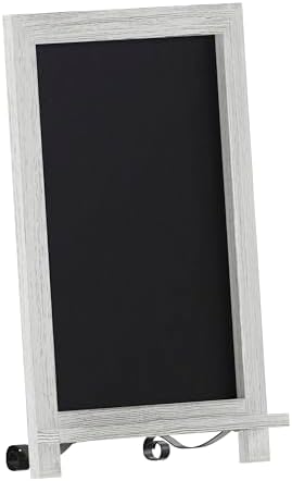 Flash Furniture Magnetic Tabletop Chalkboard Sign, 12" x 17", White Wash