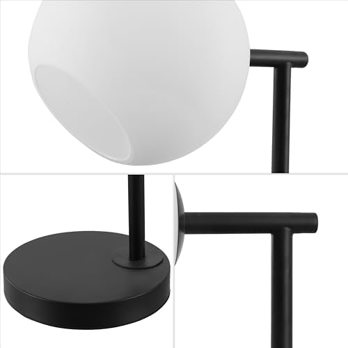 JONATHAN Y Charles Modern Globe Bedside Table Lamp 20.5", Black/White