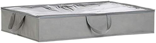 Amazon Basics Under Bed Storage Bags for Clothes, Blankets and Linens, Foldable Fabric Containers with Clear Window and Handles, 30.2" x 20" x 5.7", Gray, 2-Pack