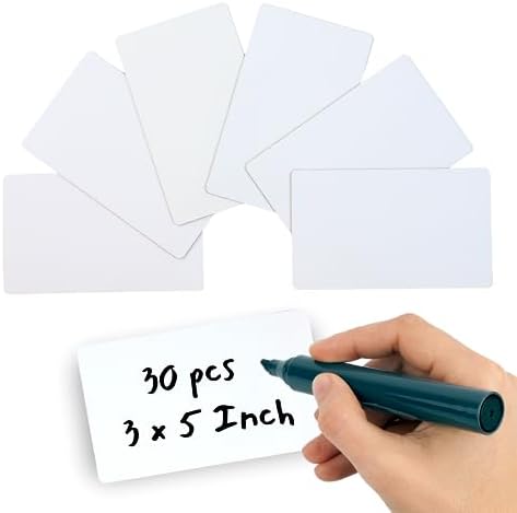Availey 30 Pieces (5 x 3) - White Magnetic Dry Erase Labels - Reusable Strips for Classroom Home Office Garage Refrigerator Blank Writable Erasable Cards Name Tags Students Locker Shelf