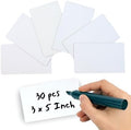 Availey 30 Pieces (5 x 3) - White Magnetic Dry Erase Labels - Reusable Strips for Classroom Home Office Garage Refrigerator Blank Writable Erasable Cards Name Tags Students Locker Shelf