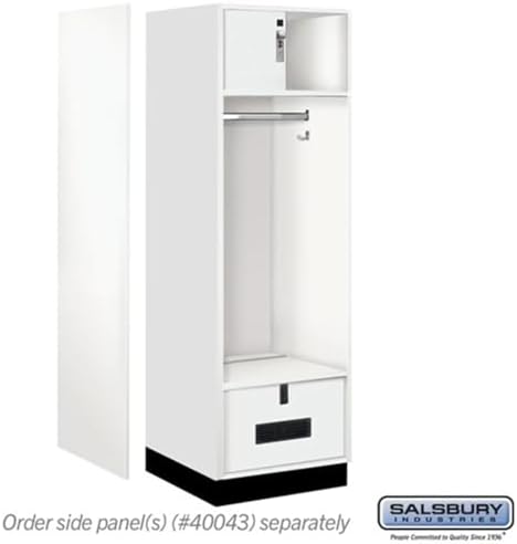 Salsbury 24" Wide Premier Wood Open Access Locker - 6 Feet High - 24 Inches Deep - Arctic White - Silver Hasps