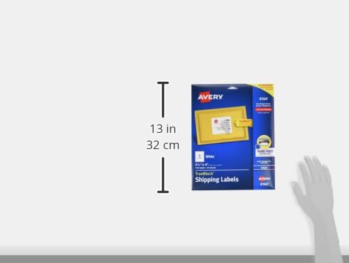 Avery Shipping Labels with TrueBlock Technology for Inkjet Printers , 3-1/3" x 4", 150 Labels per Pack, Case Pack of 5 (8164)