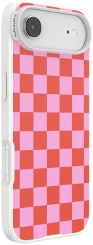 PopSockets iPhone 17 Air Phone Case with MagSafe- to-Go Wrap | Magnetic, Wireless Charging, Camera & Drop Protection, Checkered, Red, Textured