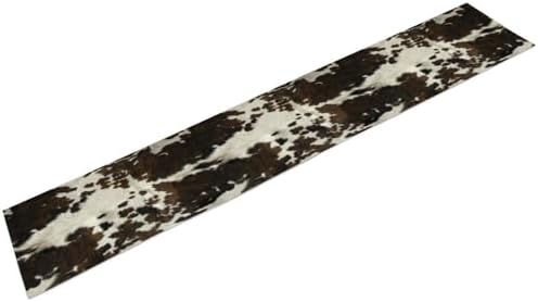Cow Print Table Runner, Brown Cowhide Print Western Style Table Runner Country Farmhouse Cottage Cow Patten Table Decoration for Home Kitchen Dining, 13x108 Inch