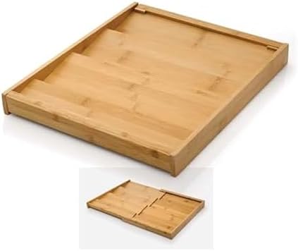 Copco Bamboo Expandable Spice Organizer Drawer and Counter Lazy Susan Turntable Style Tiered Rack - Adjustable 4-Tier Natural Wood Kitchen Spice Storage Organizer for Cabinet, Pantry, or Bathroom