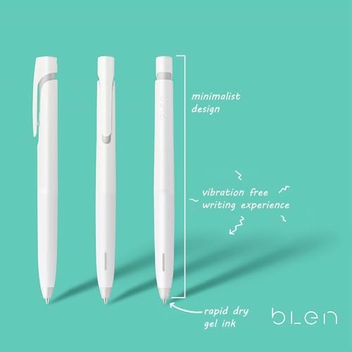 Zebra Pen bLen White Retractable Gel Pen, Black Ink, 0.7mm, 2-Pack