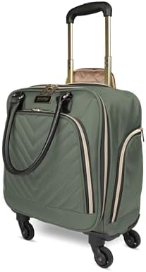 Kenneth Cole REACTION Chelsea 2-Piece Bundle - 17" 4-Wheel Spinner Underseat Carry-On Luggage & Matching 15" Laptop Backpack, Olive