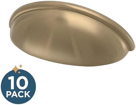 Franklin Brass 10 Pack Champagne Bronze Gold Cabinet Handles 3 inch (76mm) Kitchen Cabinet Handles and Drawer Pulls for Cupboards and Dressers | Cup Pull