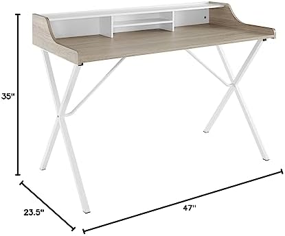 Modway Bin Contemporary Modern Writing Desk With Storage Cubbies in Oak