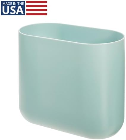 iDesign Small Slim Plastic Bathroom Trash Can, Blue, Waste Can (Pack of 2)