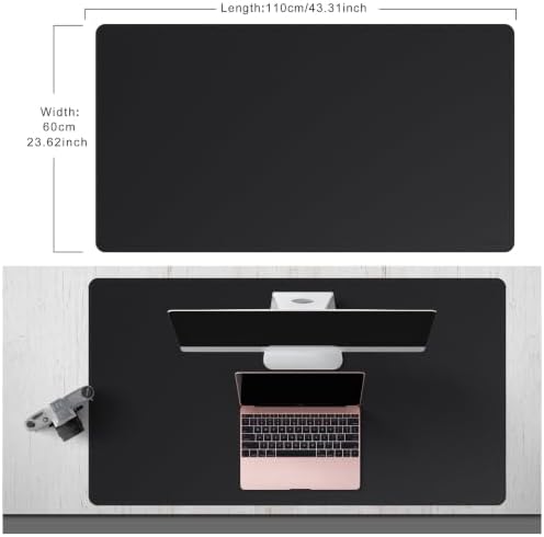Mydours 43" x 24" XXL Large Desk Mat, PU Leather Full Desk Mouse Pad, Black