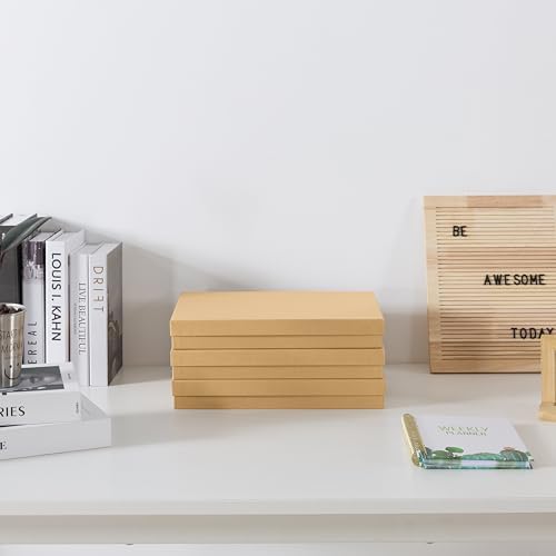 Soul & Lane - Letter Size Document Storage Boxes with Lids, Set of 3, Kraft | Flat Cardboard Paper Organizers for Letters, Files, Photos and Crafts, Stackable Office Keepsake Storage for Manuscripts