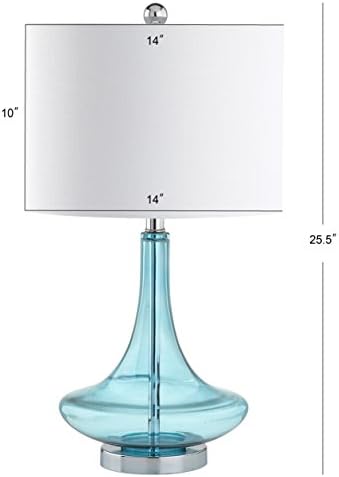 JONATHAN Y Cecile 25.5" Metal Glass Lamp, Aqua/Chrome, Set of 2