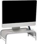 Mind Reader Monitor Stand, Ventilated Laptop Riser, Desktop Organizer, Side Storage, Metal Mesh, 20"L x 11.5"W x 5.5"H, Silver