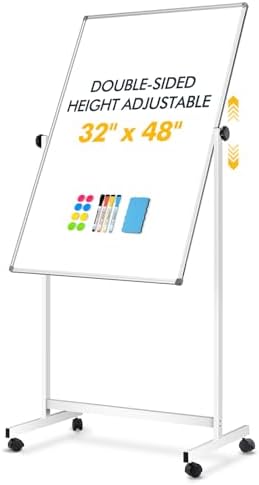 Rolling Whiteboard on Wheels 32"x48", Double-Sided Magnetic Dry Erase Board