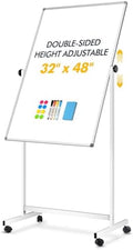 Rolling Whiteboard on Wheels 32"x48", Double-Sided Magnetic Dry Erase Board