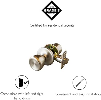 Design House 190723 Terrace 6-Way Universal Privacy Door Knob, Satin Nickel, Piece (Pack of 2)