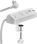 Eaton Tripp Lite Series Desk Clamp Power Strip Surge Protector, 3-Outlets, USB-A & USB-C Charging Ports, 900 Joules, 8ft Braided Flat Extension Cord, Lifetime Manufacturer's Warranty (TLP308U20CLAMP)