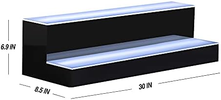 MESAlLUP Acrylic 30 Inch 2 Tier LED Liquor Bottle Display Shelf, Lighted Bar Shelves with APP or Remote Control, Mulit Color Lighting for Home Mini Bars Decor, Restaurants & Party Use