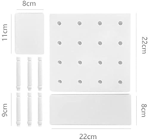 HGYZE Plastic Pegboard Wall Organizer, White, 22 x 22 x 1.5 in, Includes 4 Wall Shelves, 8 Hanging Boards, 24 Hooks | 4 Pack Pegboard Ledges Organizer for Hanging Keychains, Decorative Wall Panel Kits for Blindboxes Lightweight Dolls, White
