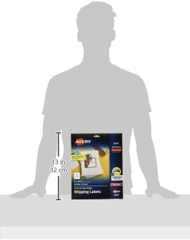 Avery Print-to-the-Edge Printable Shipping Labels, 3" x 3.75", Matte White, Sure Feed Technology, Laser & Inkjet Printer Compatible, 150 Blank Labels per Pack (5 Packs of 6874)