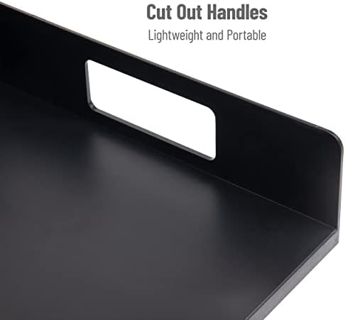 Mind Reader Utensil Napkin and Plate Organizer Tray, Countertop Caddy with 7 Compartments, Holds Plates up to 10.5 Inches, Breakroom and Buffet Organizer, Plastic, Black