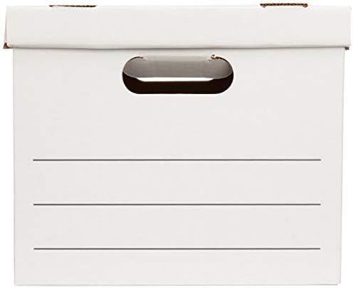 Amazon Basics Storage/Filing Boxes with Lift-Off Lid, Letter/Legal Size, Collapsible, Tape-Free Assembly, White, 16.2" L x 12.5" W x 10.5" H, 20-Pack