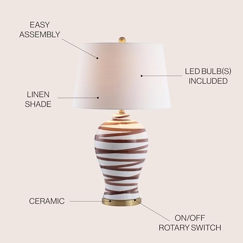JONATHAN Y Joelie Ceramic Table Lamp Modern Coastal 29", Brown/White