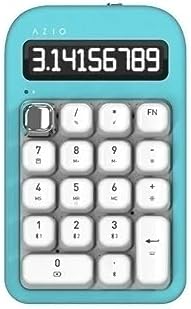 AZIO IZO Wireless Mechanical Calculator & Number Pad (Mint/Silver) - Bluetooth 5.0 & USB, Gateron-Red Mechanical Switch, 9 Backlight Modes, Rechargeable, PC & Mac Compatible, Mint Daisy (IN409)