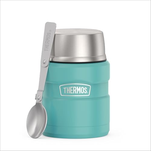 THERMOS Stainless King Food Jar with Spoon, 16oz, Matte Teal