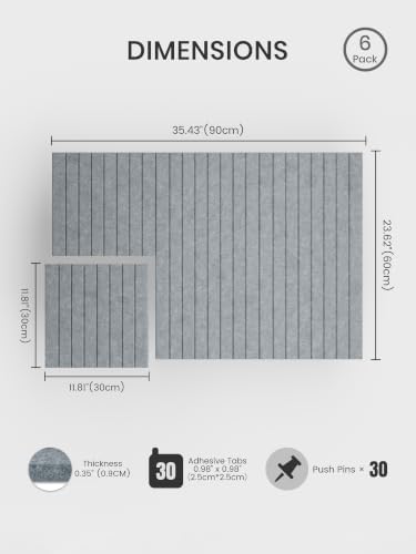Bumusty 36"x 24" Large Felt Bulletin Board Tiles,Blue Gray