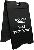 Jumbl A-Frame Signboard 15.7” x 26” Display Surface – Small Outdoor Sandwich Board w/Weather Resistant PVC Sign Protector & Sand Fill Holes – Dual Signage Stand for Storefront Sidewalk Curb (Black)
