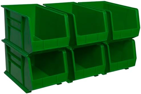 Akro-Mils 30260 AkroBins Plastic Storage Bins, 18"x11"x10", Green, 6-Pack