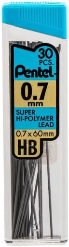 Pentel Super Hi-Polymer HB 0.7mm Lead Refills and Latex-Free White Erasers