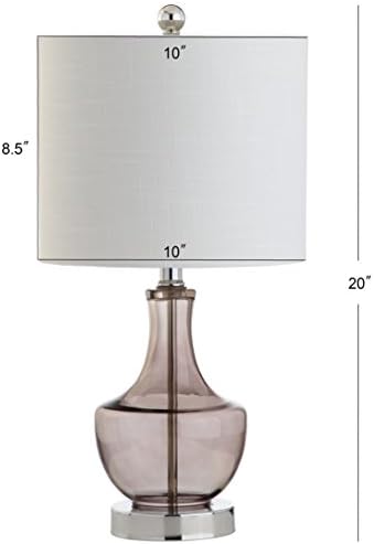 JONATHAN Y Colette 20" Glass Mini Bedside Table Lamp, Smoke Gray