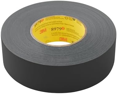3M Performance Plus 8979 Duct Tape Heavy Duty, Black, 72 mm x 54.8 m, 12.1 mil, 6 Month Clean Removal, Resists UV and Weather for up to 12 Months, Tears Cleanly, Curl-Resistant, 12 Rolls