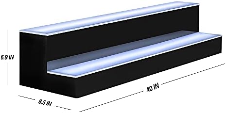 MESAlLUP Acrylic 40 Inch 2 Tier LED Liquor Bottle Display Shelf, Lighted Bar Shelves with APP or Remote Control, Mulit Color Lighting for Home Mini Bars Decor, Restaurants & Party Use