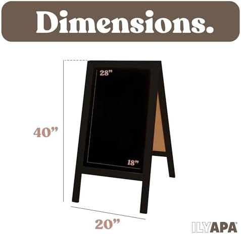 Ilyapa A Frame Chalk Board Easel Sign 40x20 in - Sandwich Signs Outdoor