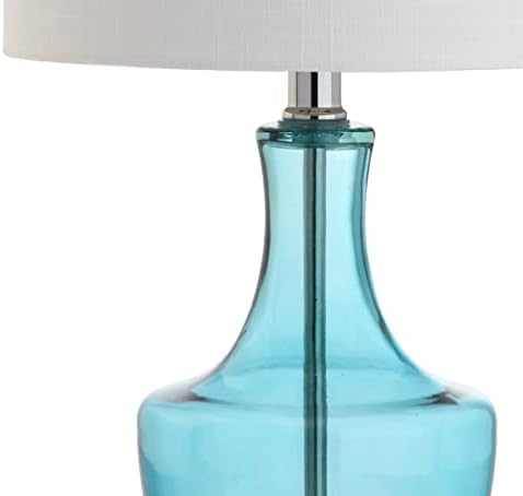JONATHAN Y Colette 20" Glass Mini Bedside Table Lamp, Amalfi Blue