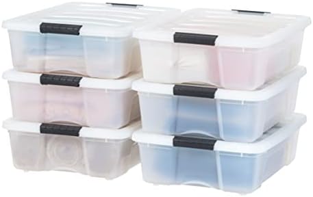 IRIS USA 6-Pack 27 Quart Storage Bins with Lids, Pearl
