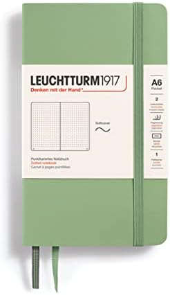 LEUCHTTURM1917 - Notebook Softcover Pocket A6-123 Numbered Pages for Writing and Journaling (Dotted, Sage)