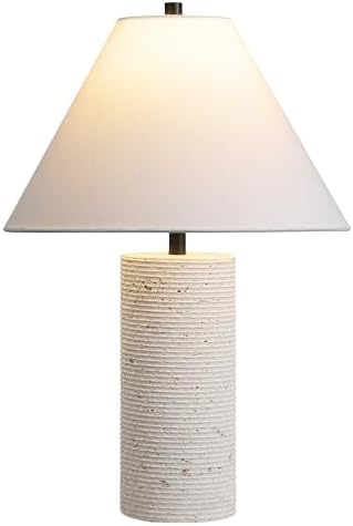 JONATHAN Y Kelsey 22.5" Modern Travertine Column Table Lamp, Beige