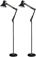 Bostitch Office VLF100F Swing Arm Metal Floor Lamp, Multi-Joint Adjustment, Includes Replaceable LED Bulb (VLF), Black, Floor 72" Tall (Pack of 2)